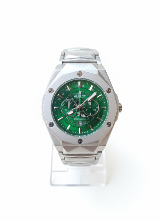 Hublot Classic Fusion Chronograph Green Dial Silver Stainless Steel Watch