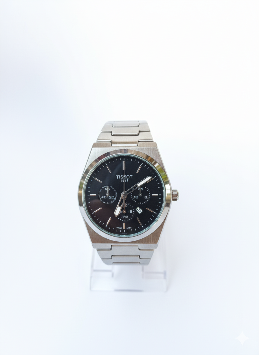 Tissot PRX Chronograph Black Dial Stainless Steel Watch