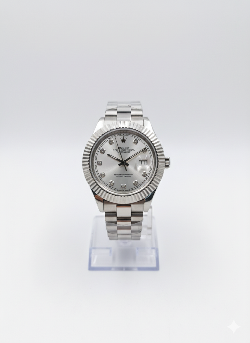 Silver watch on a white background