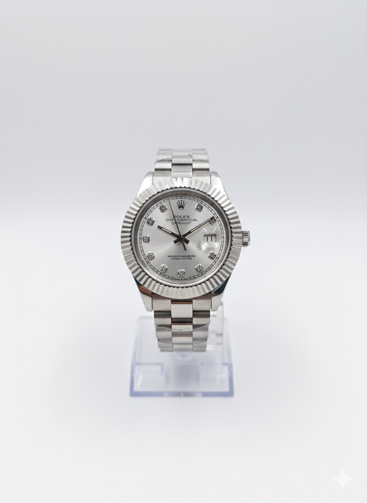 Silver watch on a white background